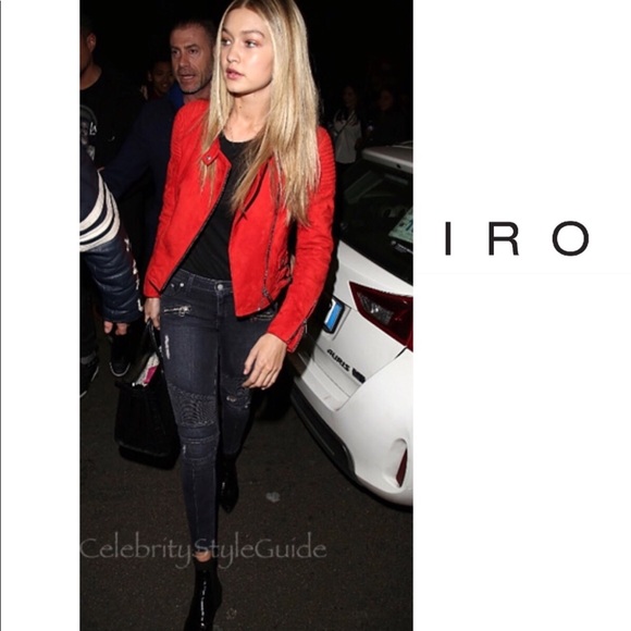 IRO Jackets & Blazers - IRO Ashville Biker Jacket in Fushia/Red Size 36